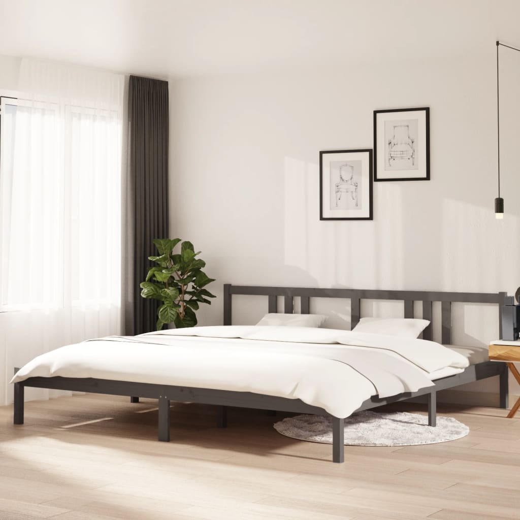 vidaXL Rama ��ka, szara, lite drewno, 200 x 200 cm