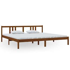 Rám postele medově hnědý masivní dřevo 200 x 200 cm - obrázek 2