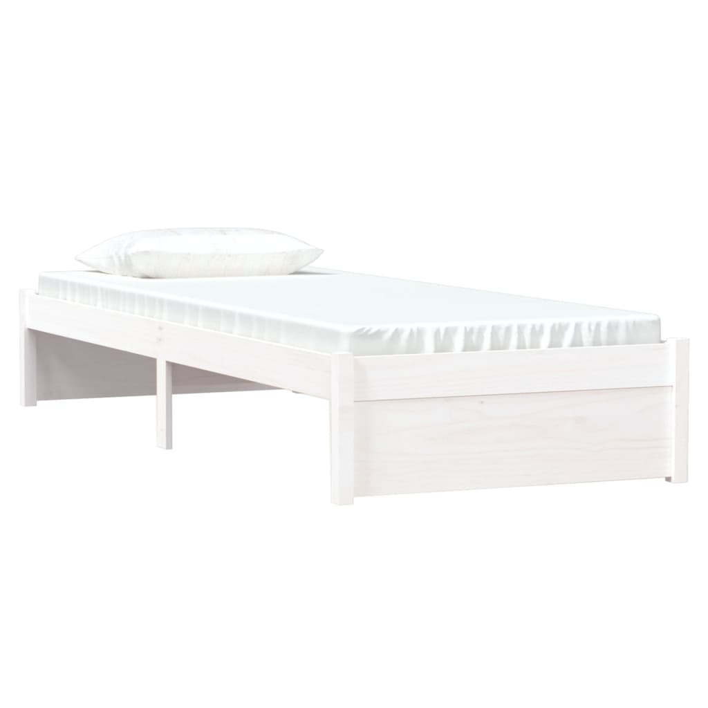 vidaXL Bedframe massief hout wit 75x190 cm afbeelding