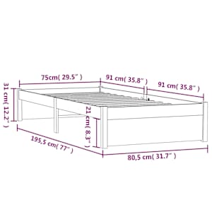 Rám postele bílý masivní dřevo 75 x 190 cm malé jednolůžko - obrázek 10