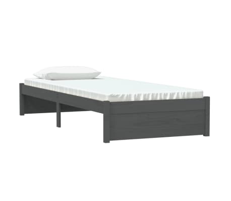 vidaXL Sengeramme gr&aring; heltre 75x190 cm Small Single