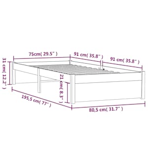 Rám postele šedý masivní dřevo 75 x 190 cm Small Single - obrázek 10
