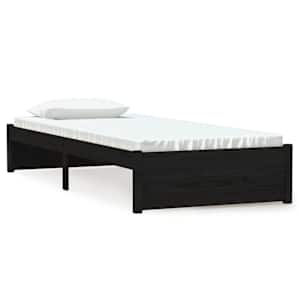 vidaXL voodiraam, must, t&auml;ism&auml;nnipuit, 75 x 190 cm