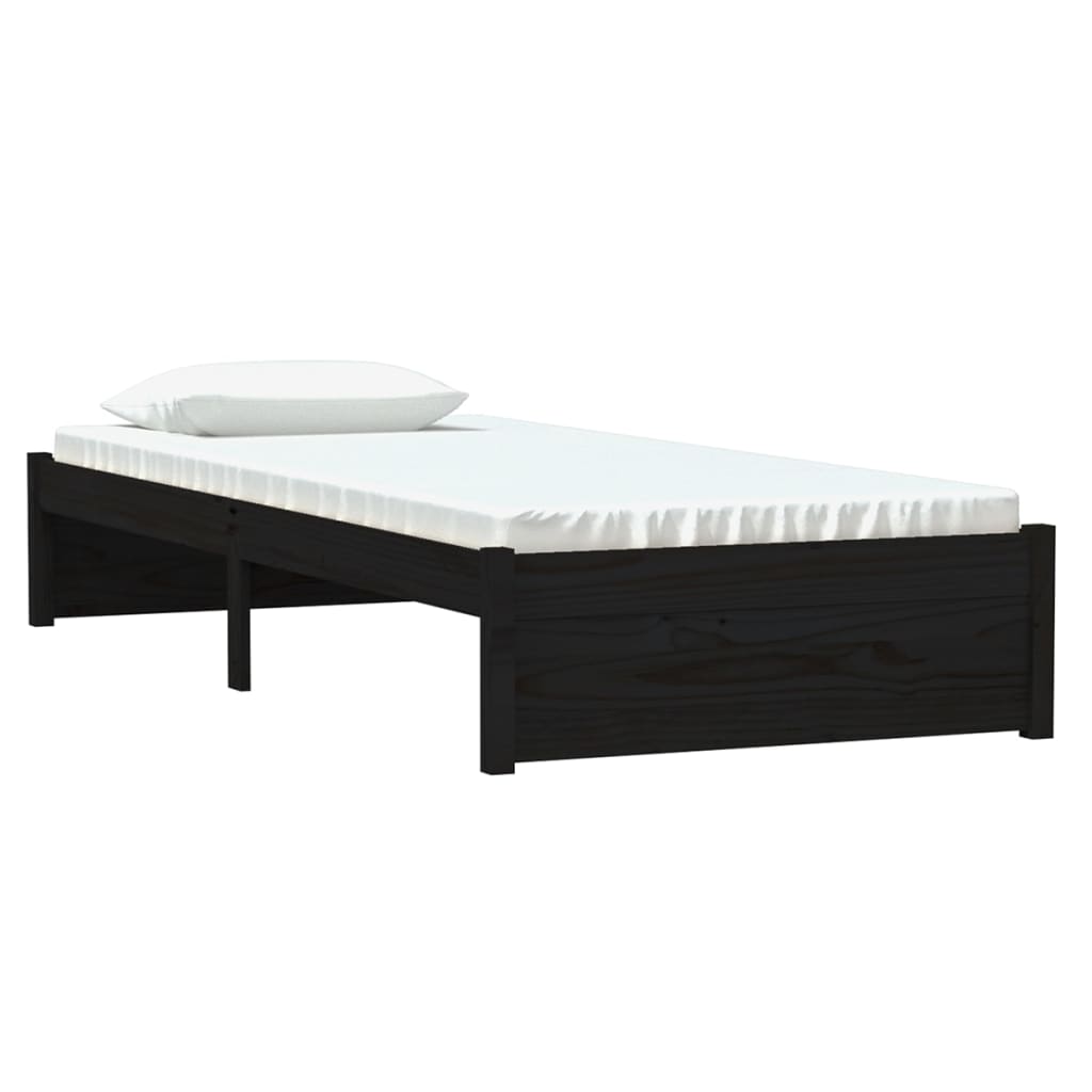 vidaXL Small Single fekete tömör fa ágykeret 75 x 190 cm
