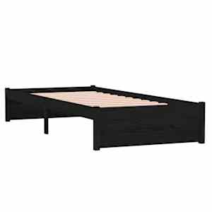 Rám postele černý masivní dřevo 75 x 190 cm malé jednolůžko - obrázek 4