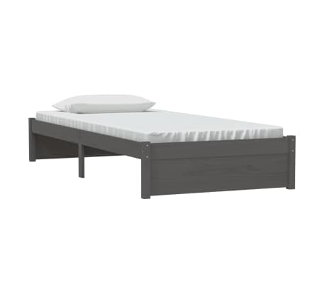 vidaXL Πλαίσιο Κρεβατιού Γκρι 90 x 190 εκ. από Μασίφ Ξύλο Single
