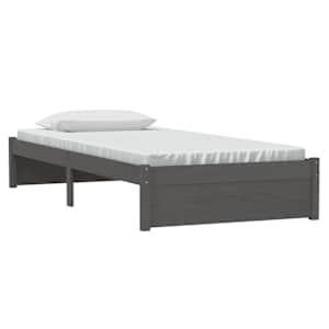 vidaXL Πλαίσιο Κρεβατιού Γκρι 90 x 190 εκ. από Μασίφ Ξύλο Single