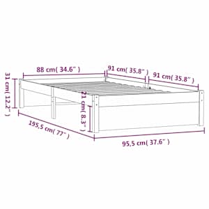 Rám postele černý masivní dřevo 90 x 190 cm jednolůžko - obrázek 10