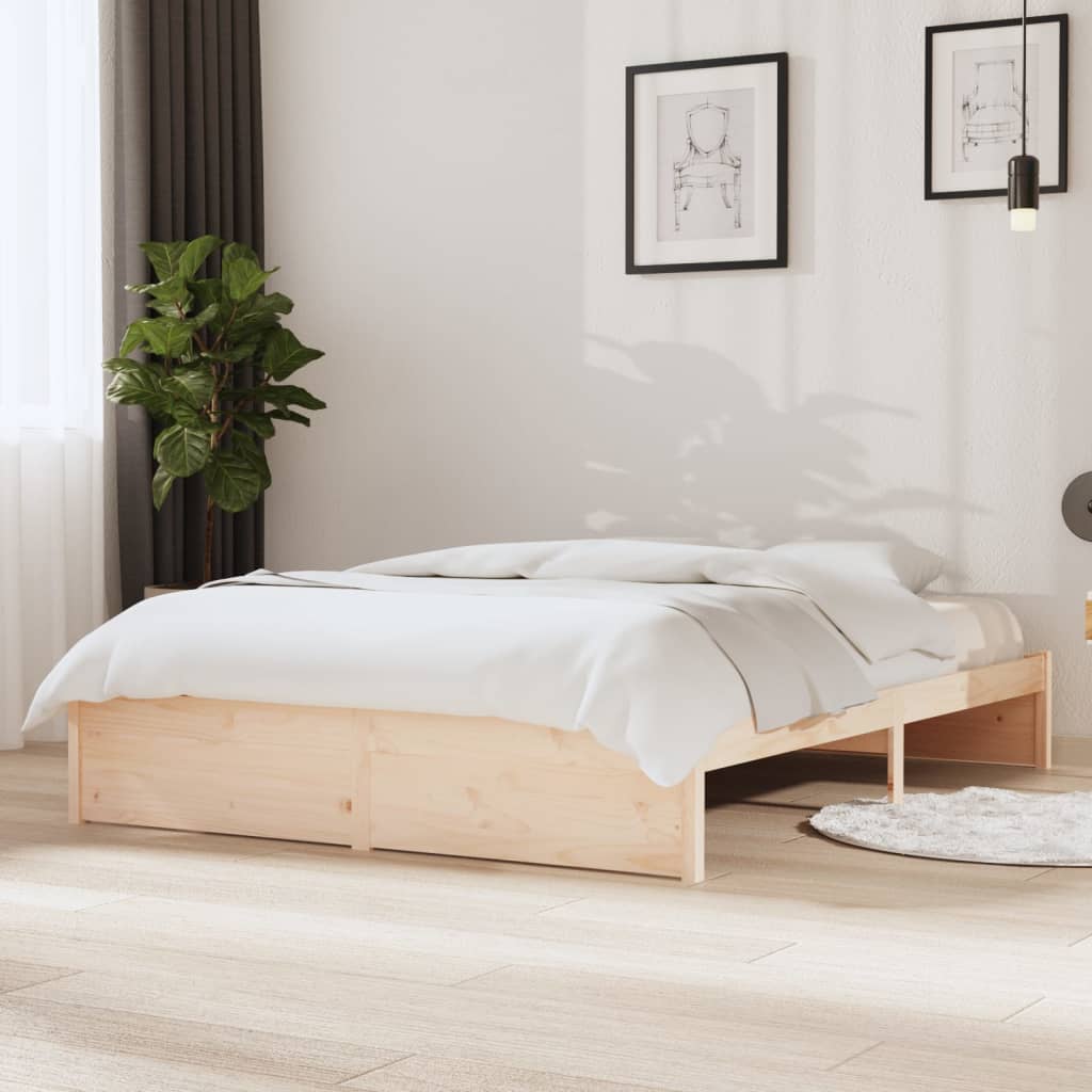 Estructura de cama doble madera maciza 135x190 cm