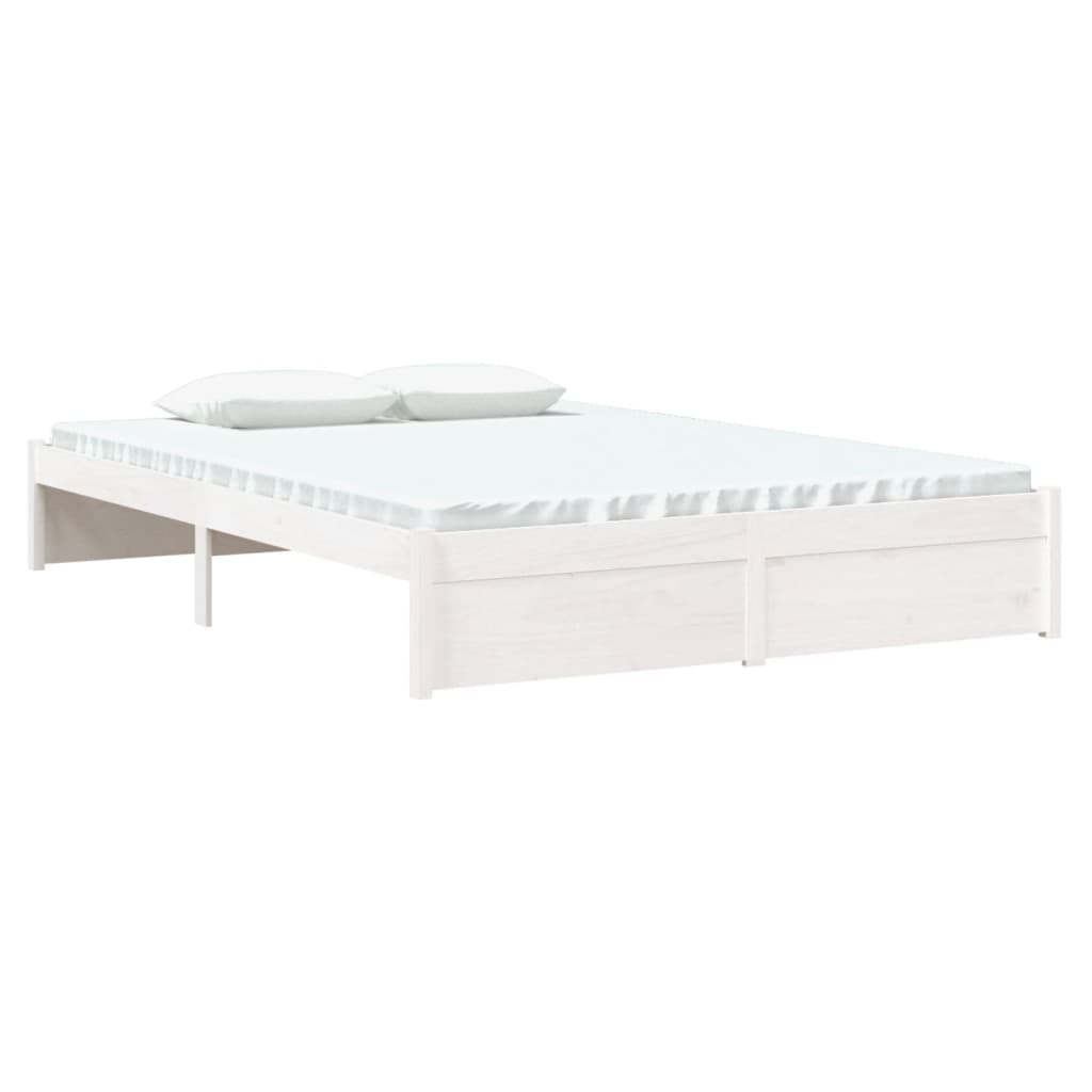 vidaXL Bedframe massief hout wit 135x190 cm 4FT6 Double