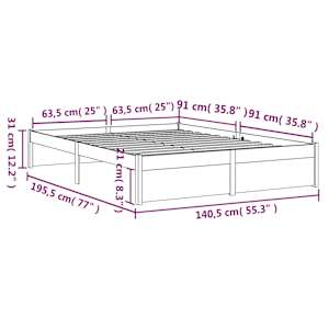 Rám postele šedý masivní dřevo 135 x 190 cm dvojlůžko - obrázek 10