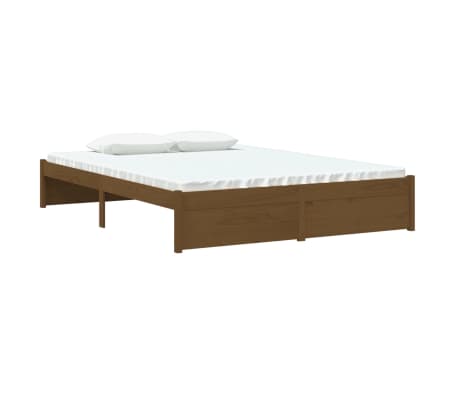 vidaXL Bed Frame without Mattress Honey Brown Solid Wood 135x190 cm Double