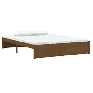 vidaXL Bed Frame without Mattress Honey Brown Solid Wood 135x190 cm Double