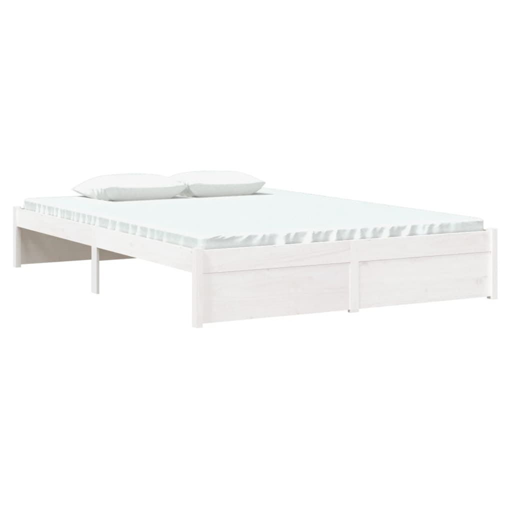 vidaXL Bedframe massief hout wit 140x190 cm