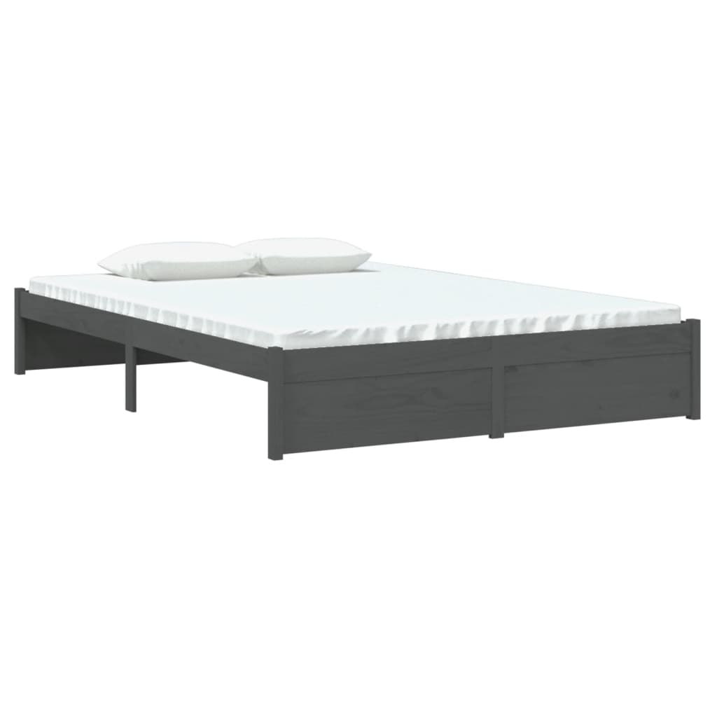 vidaXL Bedframe massief hout grijs 140x190 cm