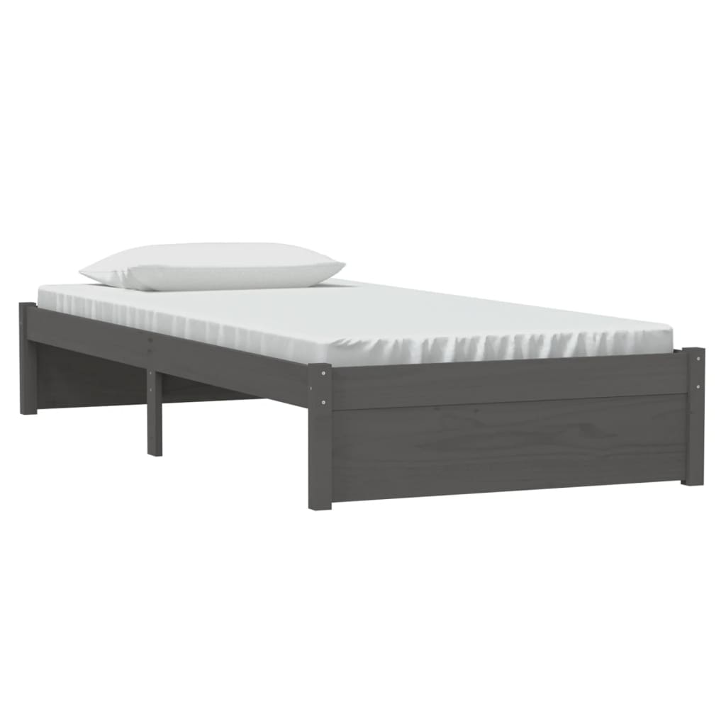 vidaXL Bedframe massief hout grijs 90x200 cm