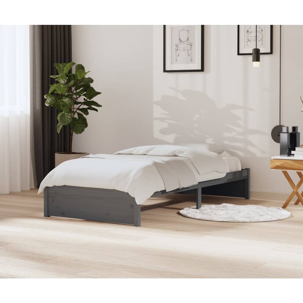 VidaXL Estructura de cama de matrimonio madera maciza gris 180x200 cm