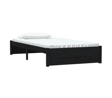 vidaXL Lovos rėmas, juodos spalvos, 100x200cm, medienos masyvas