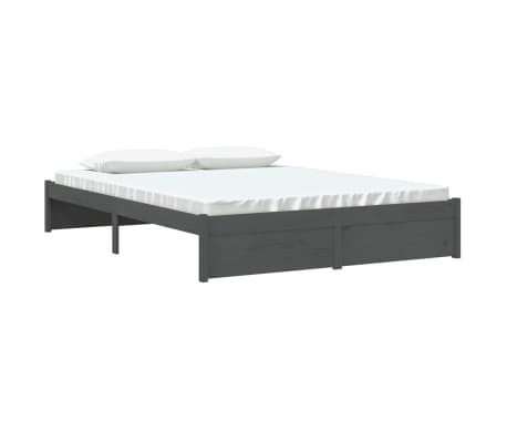 vidaXL Πλαίσιο Κρεβατιού Γκρι 150 x 200 εκ. Μασίφ Ξύλο King Size