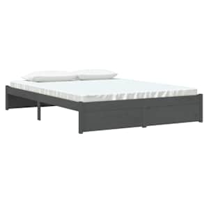 vidaXL Πλαίσιο Κρεβατιού Γκρι 150 x 200 εκ. Μασίφ Ξύλο King Size