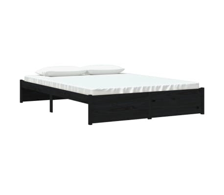 vidaXL Bed Frame without Mattress Black Solid Wood 150x200 cm King Size King Size
