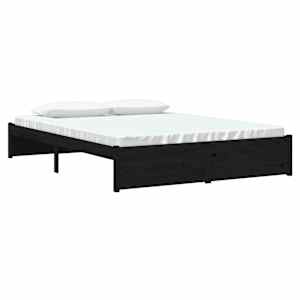 vidaXL Bed Frame without Mattress Black Solid Wood 150x200 cm King Size King Size