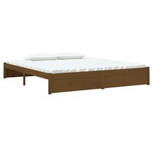 vidaXL Bed Frame without Mattress Honey Brown Solid Wood 180x200 cm Super King