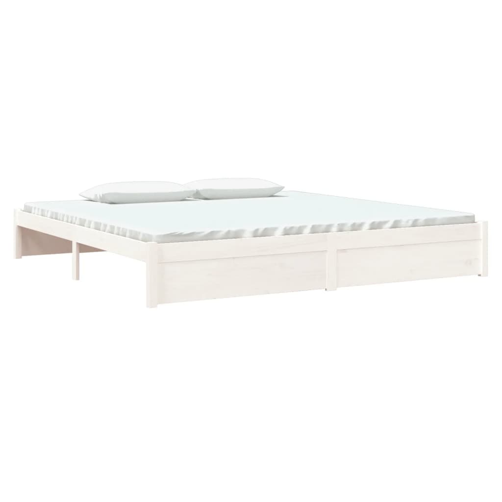 vidaXL Bedframe massief hout wit 200x200 cm afbeelding