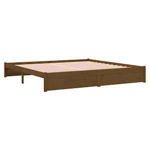 Rám postele medově hnědý masivní dřevo 200 x 200 cm - obrázek 4