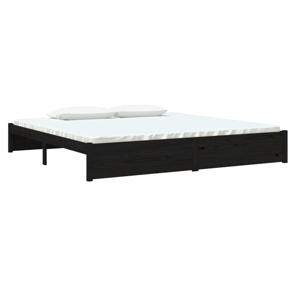 vidaXL Bed Frame Black Solid Wood 200x200 cm