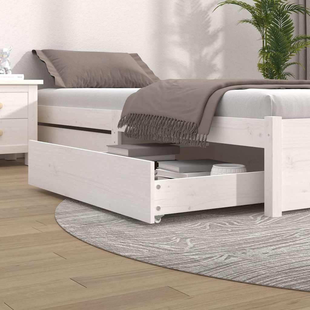 vidaXL Szuflady pod ��ko, 2 szt., bia�e, lite drewno sosnowe