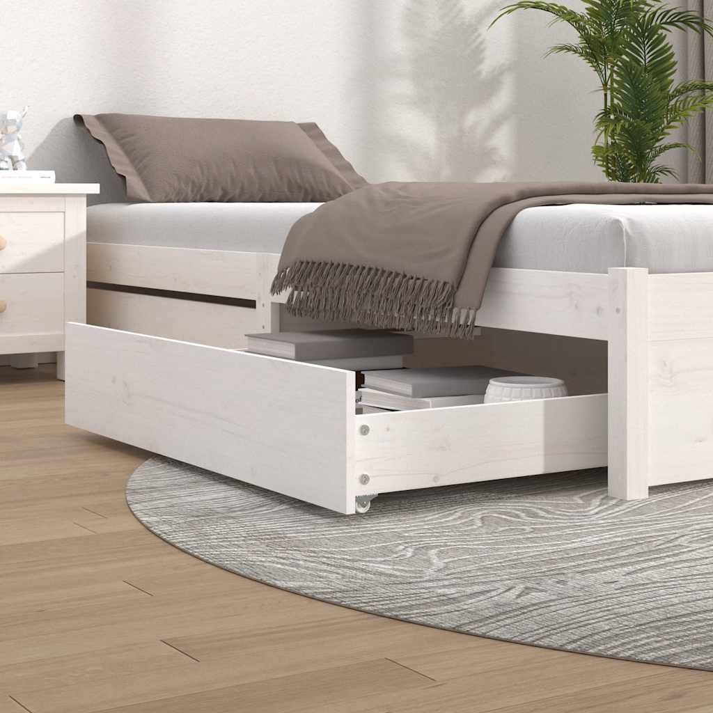 vidaXL Szuflady pod ��ko, 2 szt., bia�e, lite drewno sosnowe