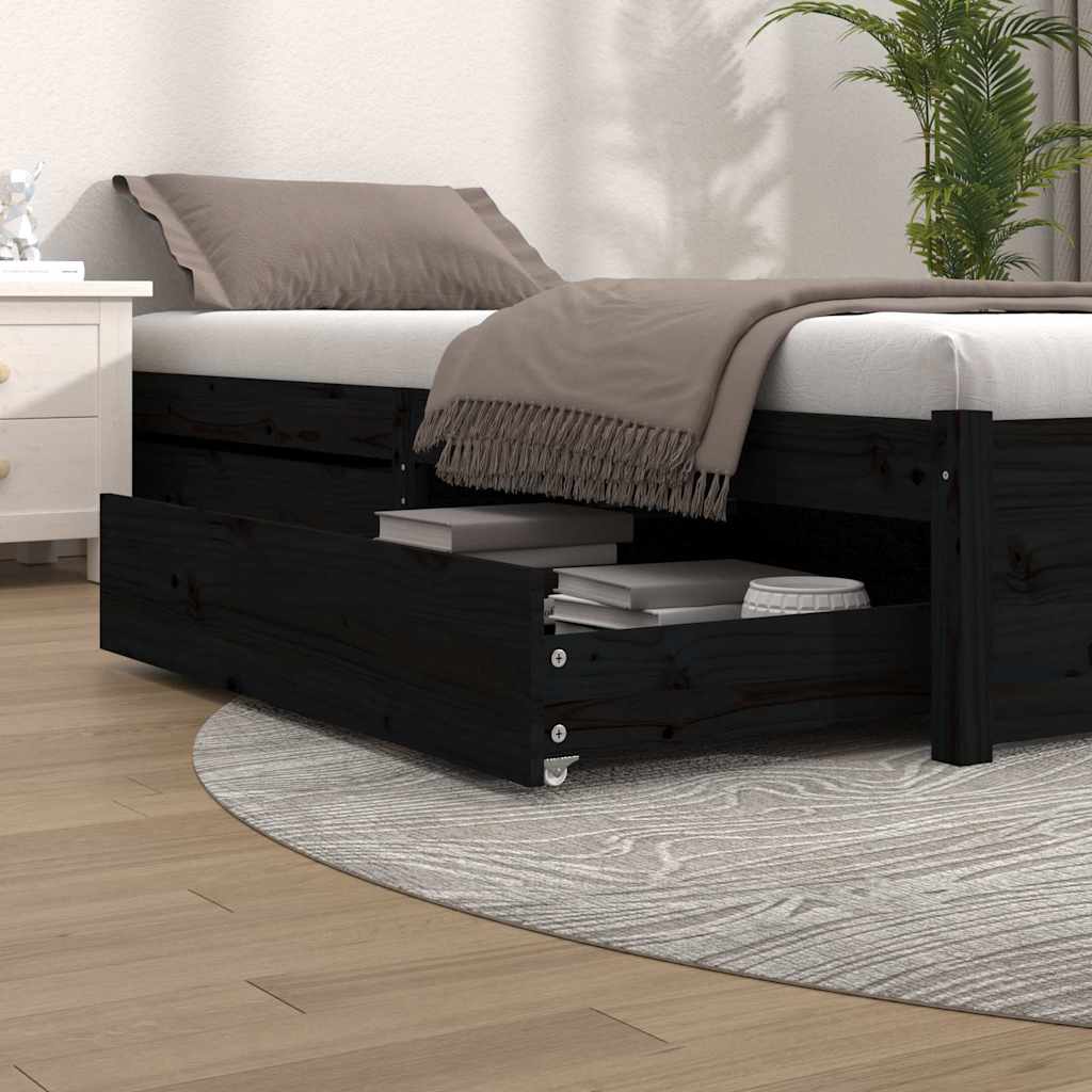 vidaXL Szuflady pod ��ko, 2 szt., czarne, lite drewno sosnowe