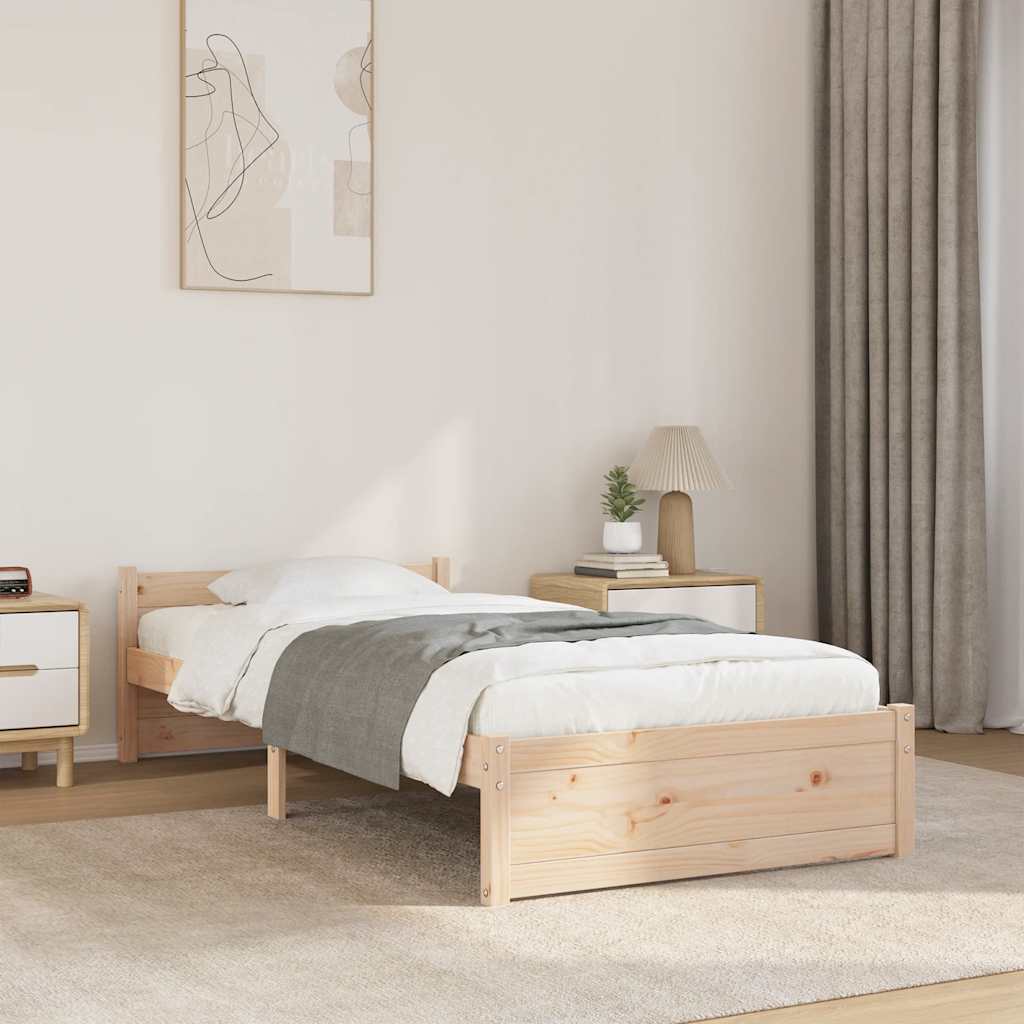 Cadre de lit Bois massif 75x190 cm Petit simple