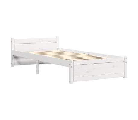 vidaXL R&aacute;m postele b&iacute;l&yacute; masivn&iacute; dřevo 75 x 190 cm mal&eacute; jednolůžko