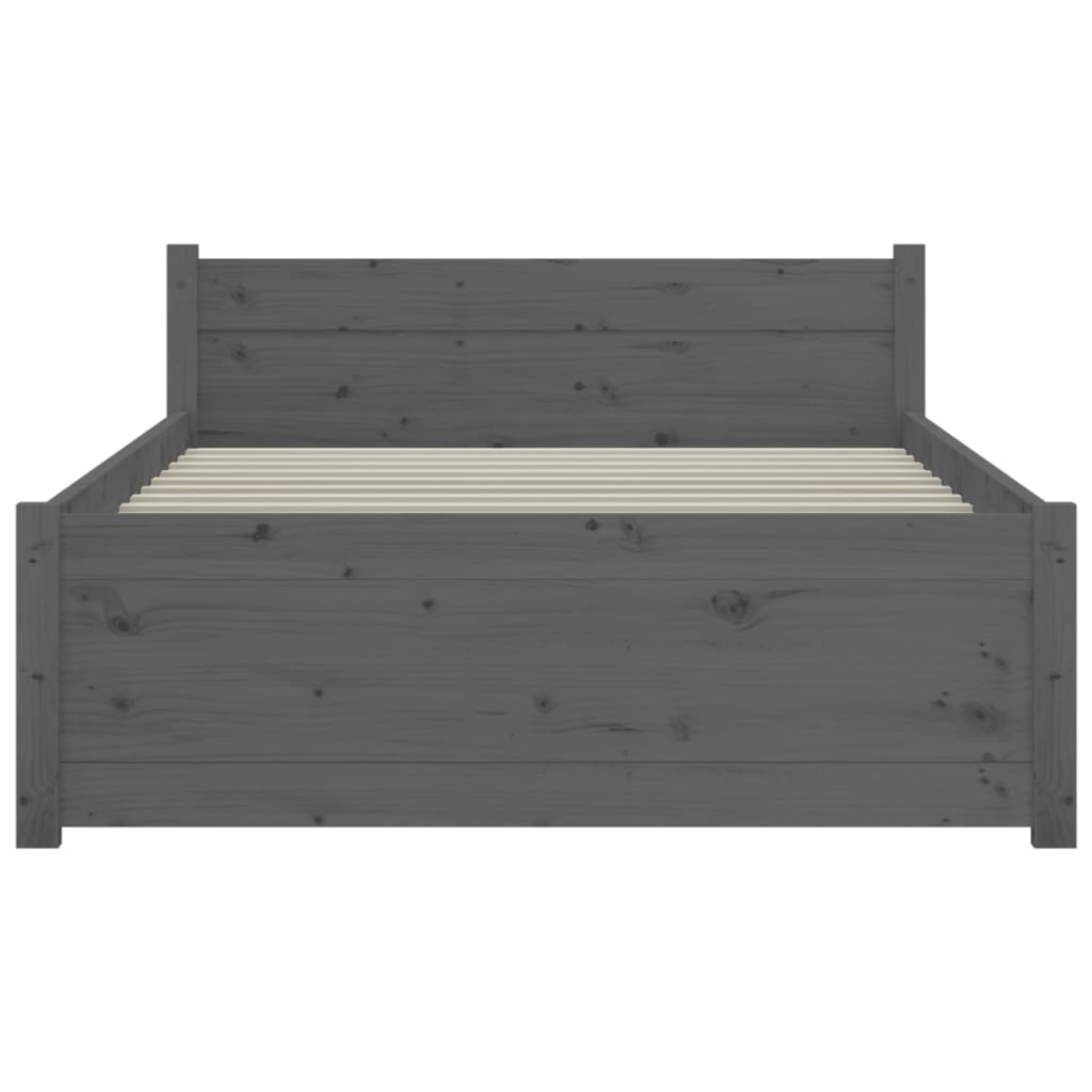 szürke tömör fa ágykeret 75x190 cm (2FT6 Small Single)
