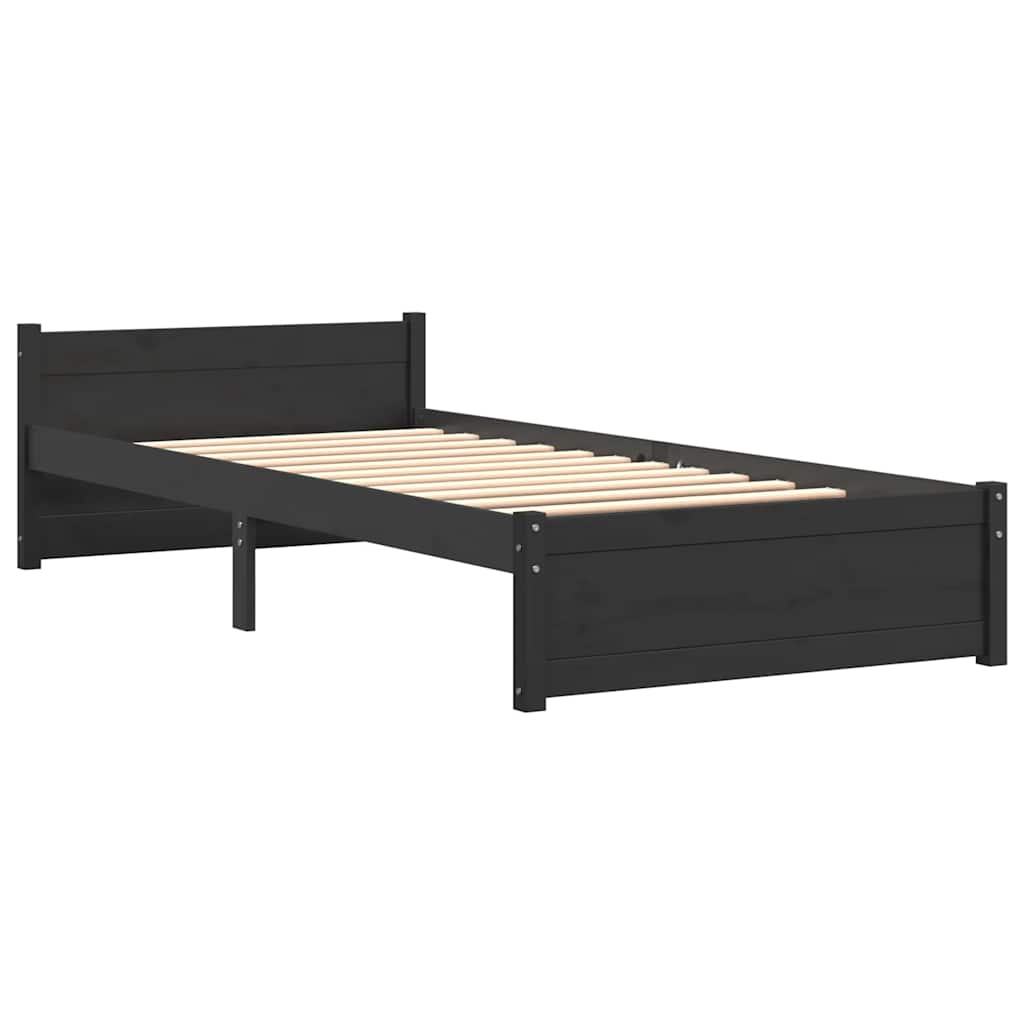 vidaXL Small Single fekete tömör fa ágykeret 75 x 190 cm
