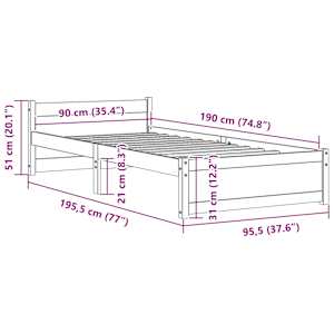 Rám postele masivní dřevo 90 x 190 cm Single - obrázek 9