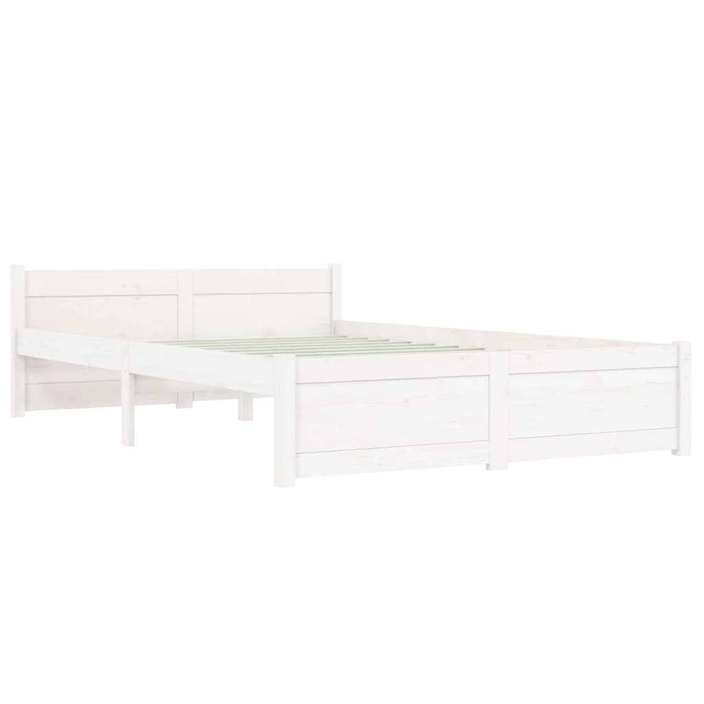 vidaXL Cadre de lit Blanc Bois massif 120x190 cm Petit double