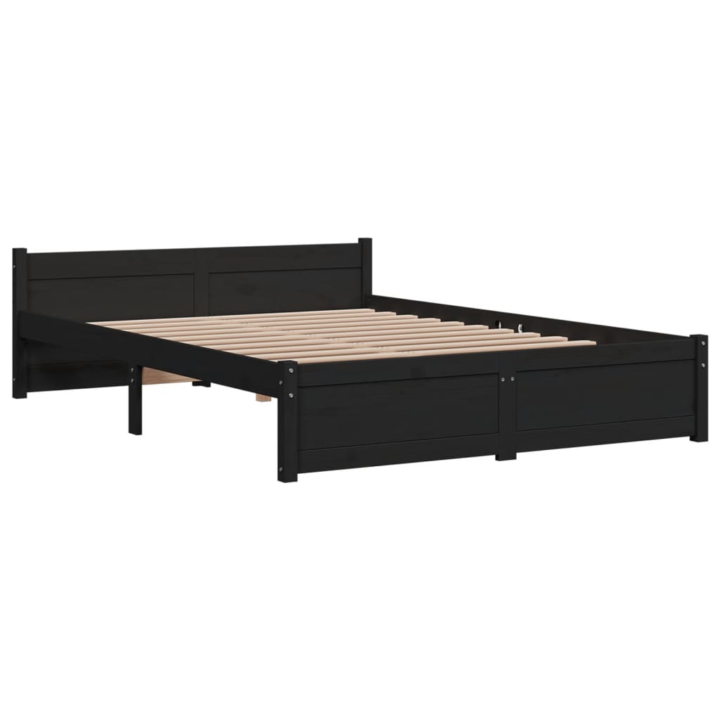 vidaXL Bed Frame Black Solid Wood 120x190 cm Small Double