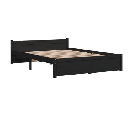 vidaXL Cadre de lit Noir Bois massif 120x190 cm Petit double