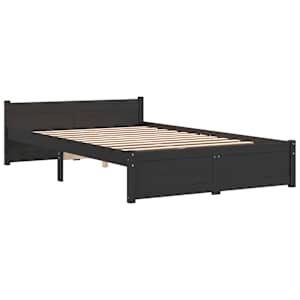 vidaXL Lovos rėmas, juodas, 120x190cm, medienos masyvas, dvivietis