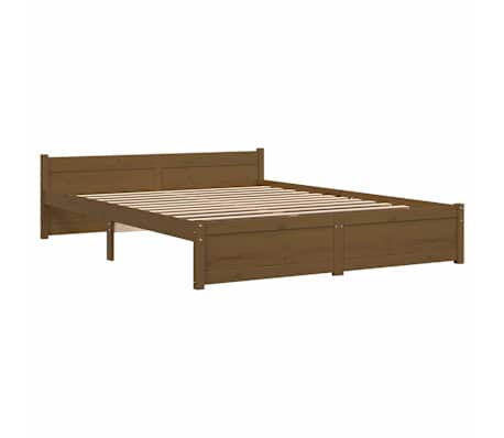 vidaXL Bed Frame without Mattress Honey Brown Solid Wood 135x190 cm Double
