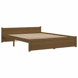 vidaXL Bed Frame without Mattress Honey Brown Solid Wood 135x190 cm Double