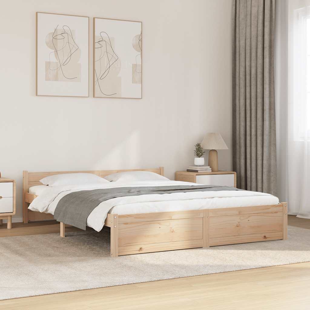 vidaXL Rama ka, lite drewno, 140 x 190 cm