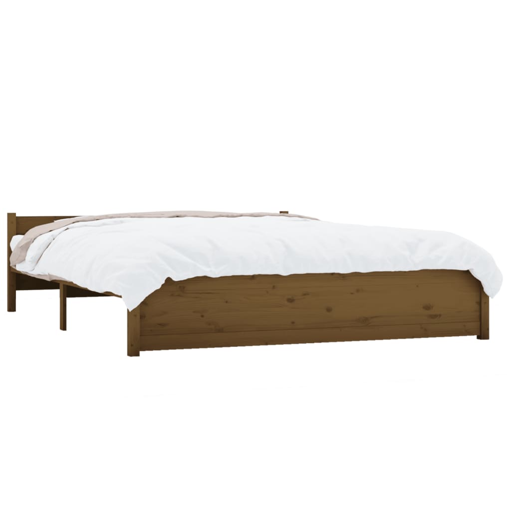 vidaXL Рамка за легло, меденокафява, масивно дърво, 140x190 см