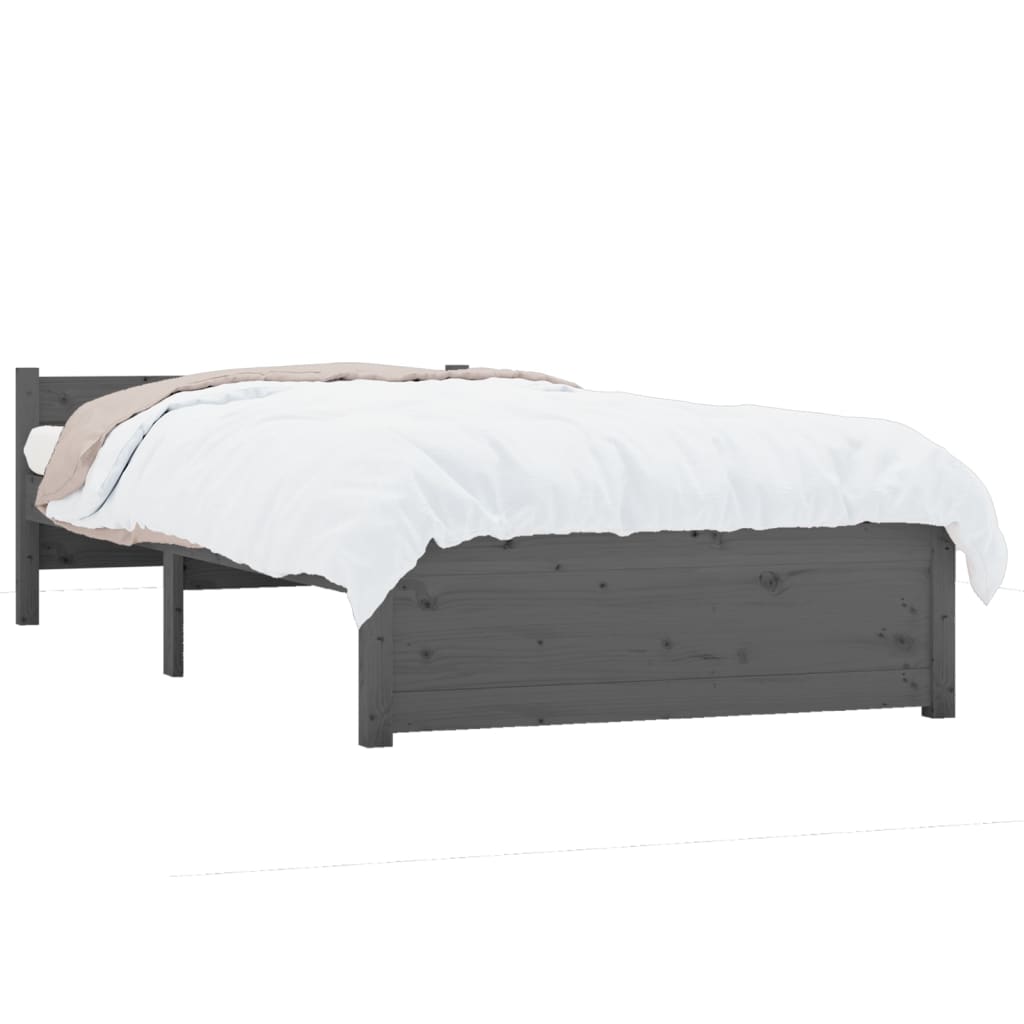 vidaXL Bedframe massief hout grijs 90x200 cm