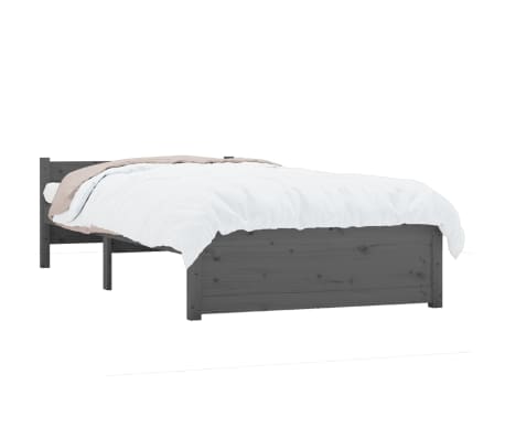 vidaXL Bed Frame Grey Solid Wood 90x200 cm
