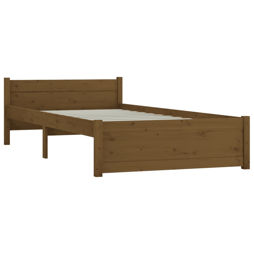 vidaXL Bedframe massief hout honingbruin 90x200 cm