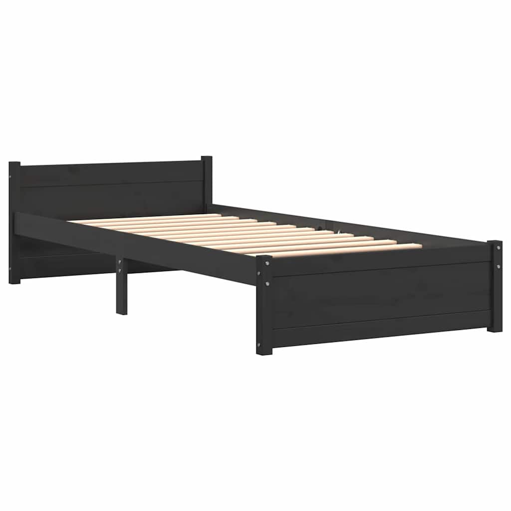 vidaXL fekete tömör fa ágykeret 90x200 cm
